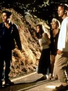 Ich weiß, was Du letzten Sommer getan hast - Die vier Freunde Julie (Jennifer Love Hewitt, 2.v.l.), Helen (Sarah Michelle Gellar, 2.v.r.), Barry (Ryan Phillippe, r.) und Ray (Freddie Prinze Jr., l.) feiern ausgelassen ihren Highschool-Abschluss in dem kleinen Fischerdorf Southport. Auf der Rückfahrt sorgt ein Aufprall für Ernüchterung ... © Columbia Pictures