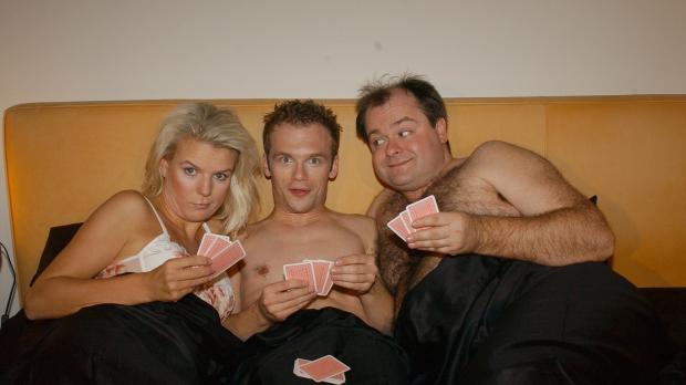 Oliver S. Sat.1 Die Dreisten Drei, v.l.n.r.: Mirja Boes, Ralf Schmitz, Markus Majowski, bei e...